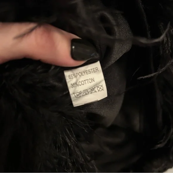 Judith March Black Sequin Skirt with Feather Trim - Picture 3 of 6